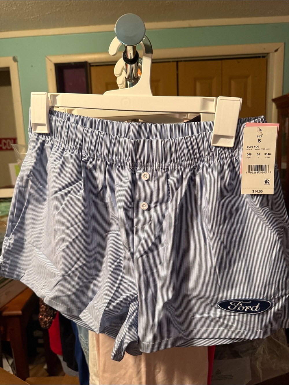 Ford Blue and White Pinstripe Women's Athletic Shorts